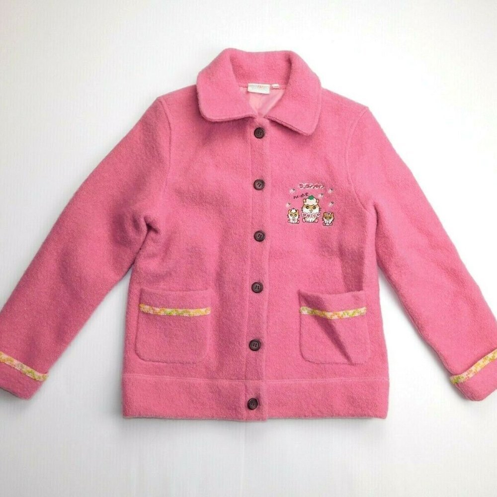 Sanrio Coro Coro Kuririn  Wool Jacket Pink Embroidered Hello Kitty Girls 10 12 M